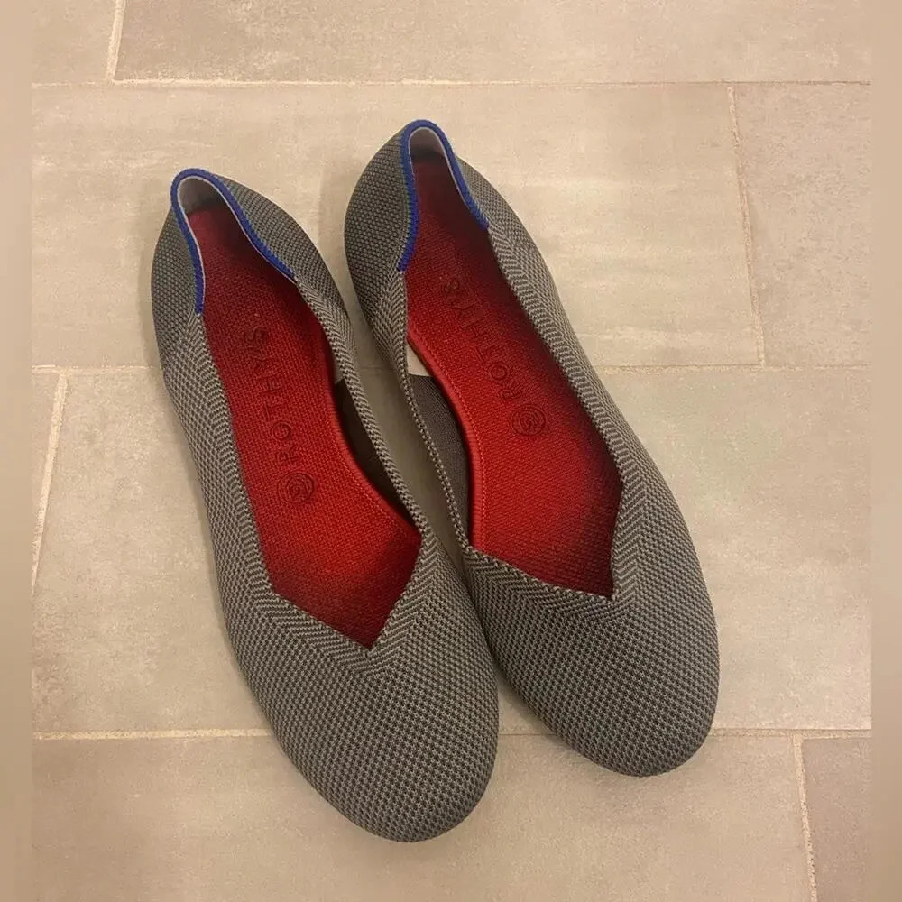 Rothy's Round Toe Flats Cloud Grey Birdseye Size 9.5